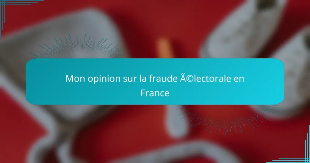 Mon opinion sur la fraude électorale en France